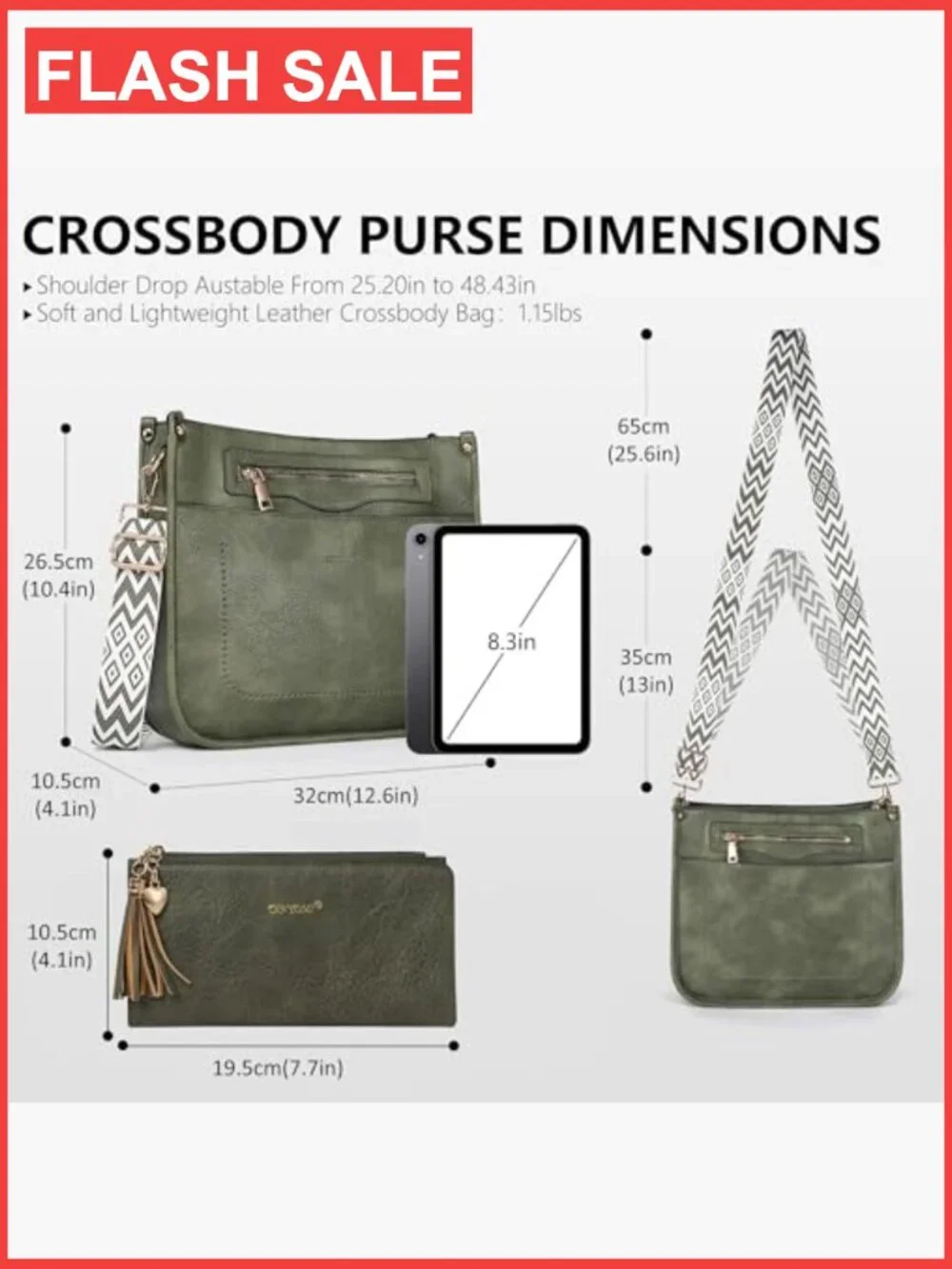 Vegan Leather Hobo Crossbody Bag & Wallet Set with Adjustable Strap